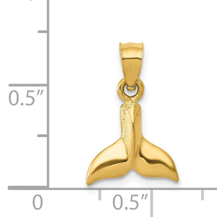14k Yellow Gold Solid Polished Finish 3-Dimensional Whale Tail Slide Pendant will not fit Omega Chain