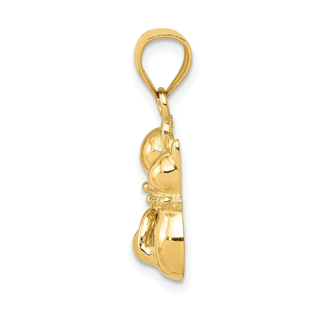 14k Yellow Gold Solid Polished Finish Two Cats Sitting Charm Pendant