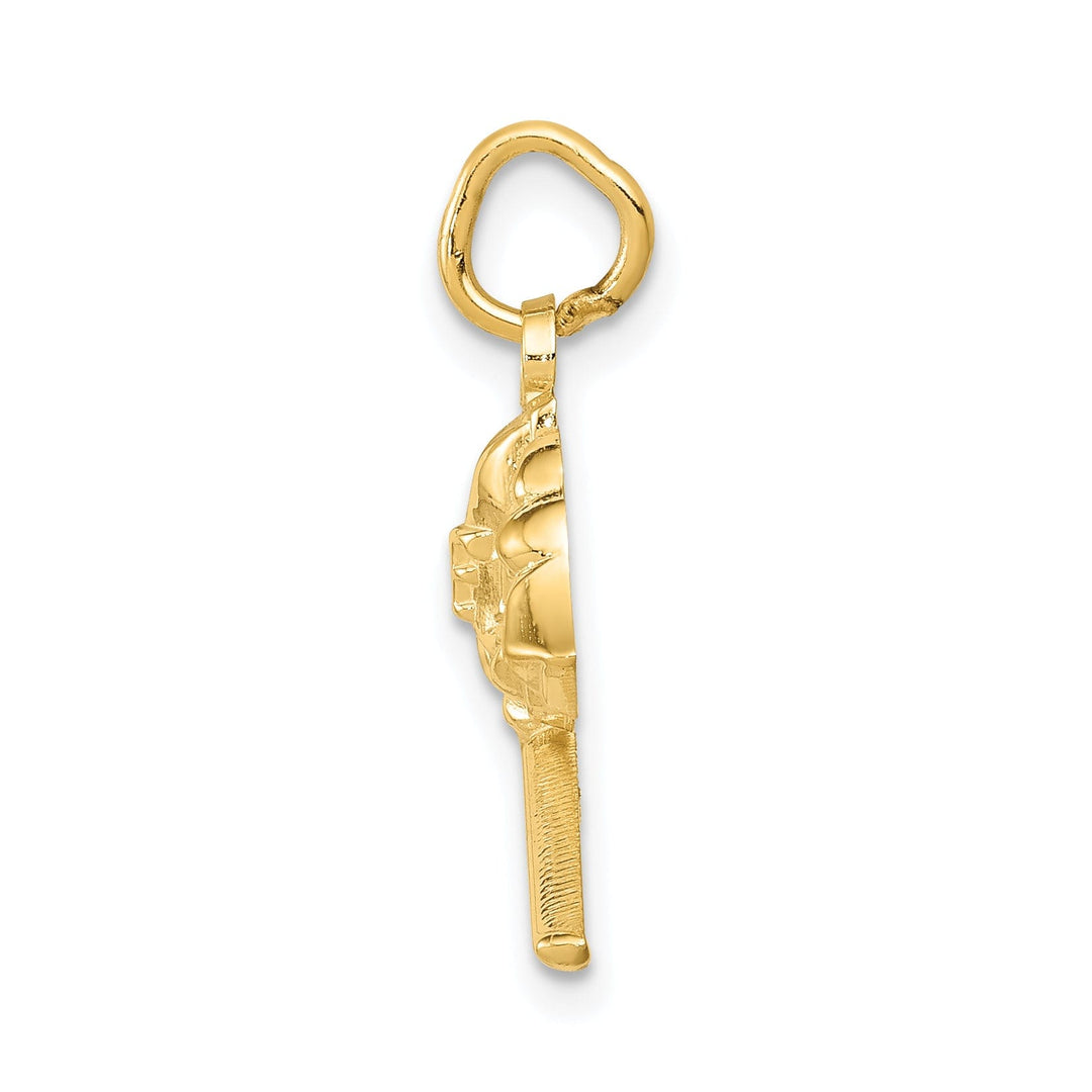 Solid 14k Yellow Gold Fire Department Pendant
