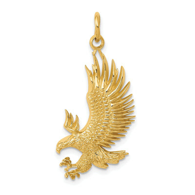 14k Yellow Gold Polished Texture Finish Bald Eagle Mens Charm Pendant at $ 167.69 only from Jewelryshopping.com