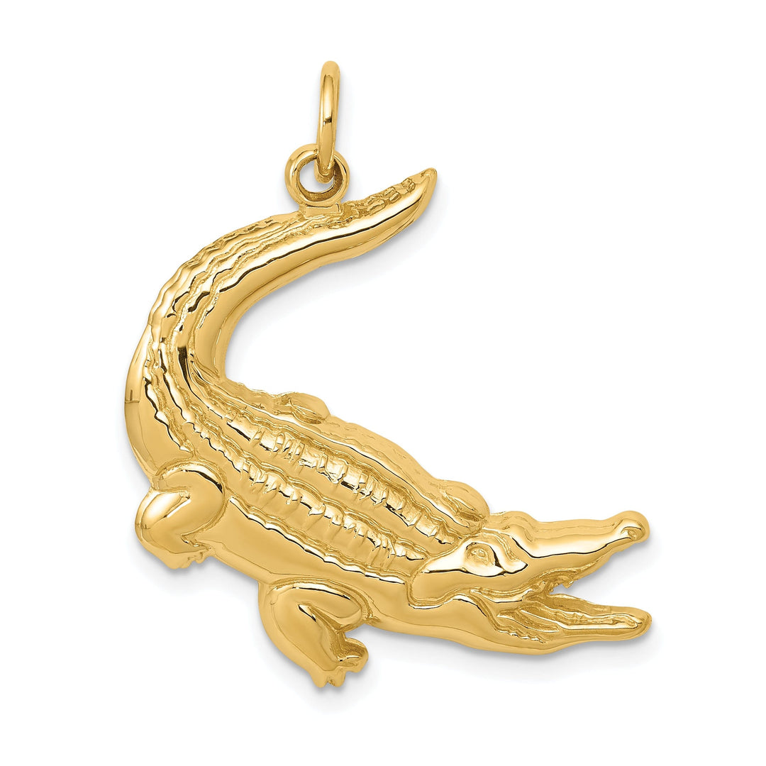 14k Yellow Gold Solid Polished Finish Alligator Charm Pendant