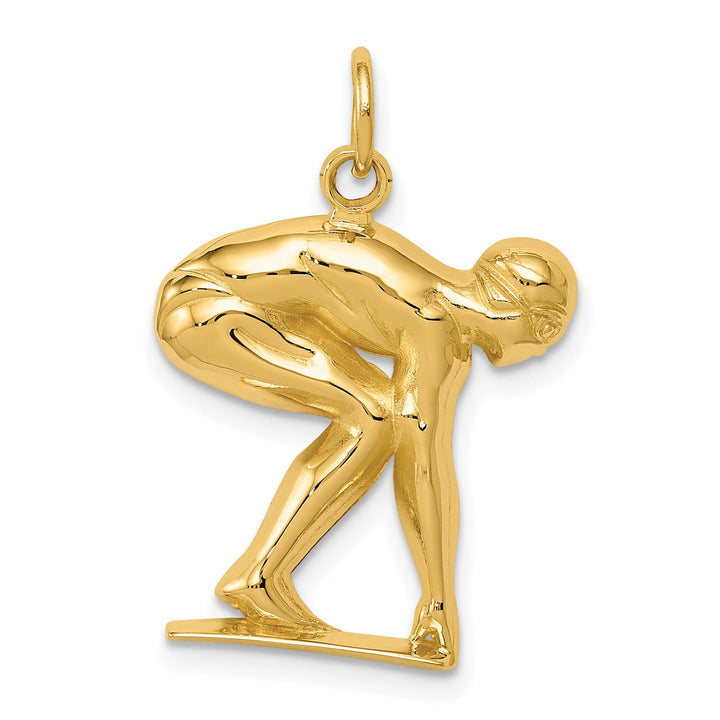 14K Yellow Gold Polished Men's Swimmer/Diver Charm Pendant