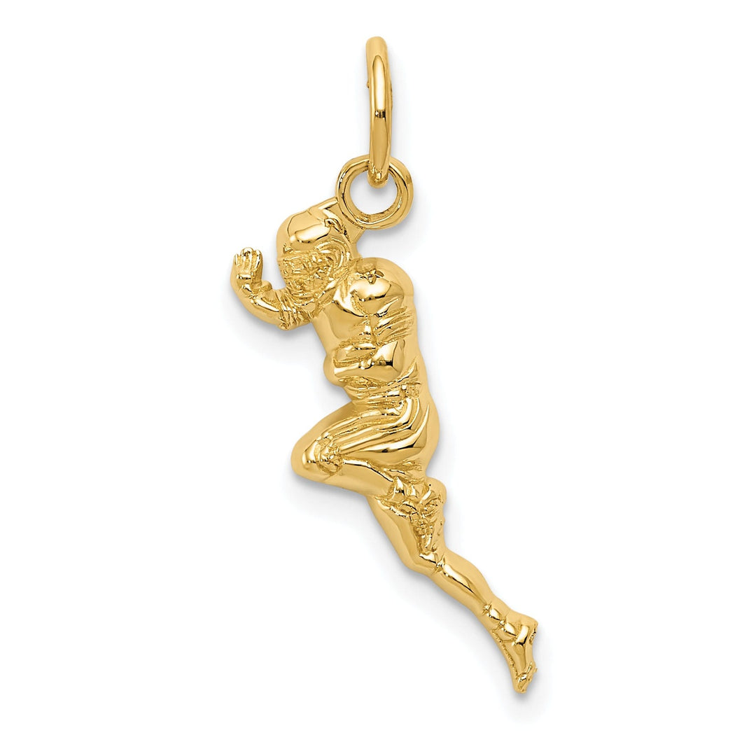 14k Yellow Gold Football Player Running Pendant