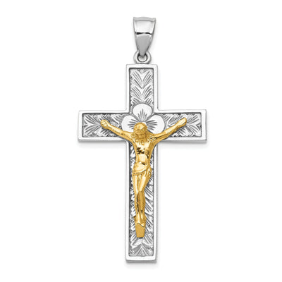 14k Two-tone Gold Crucifix Pendant at $ 656.73 only from Jewelryshopping.com