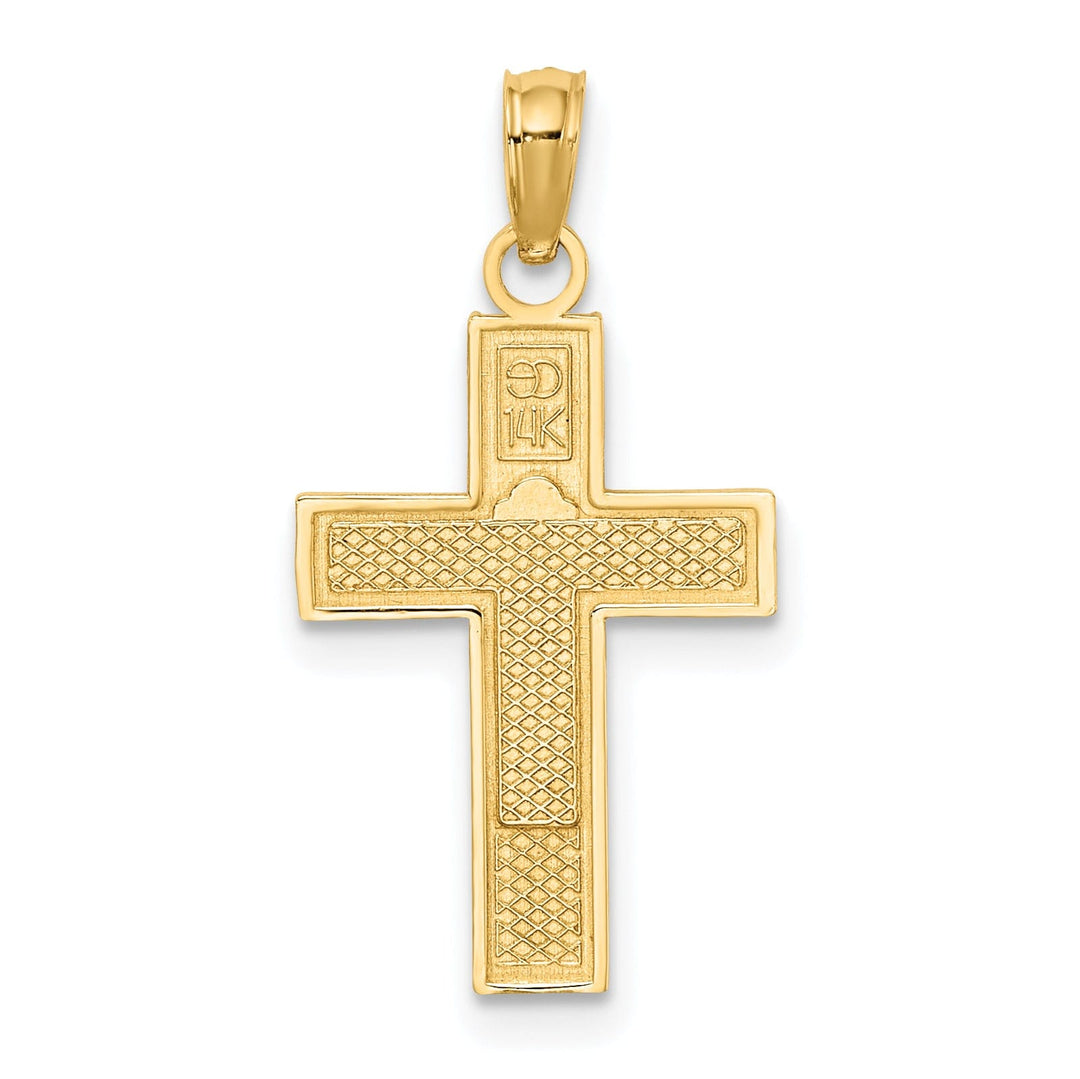 14K Yellow Gold Textured Polished Finish RN Caduceus Cross Charm Pendant