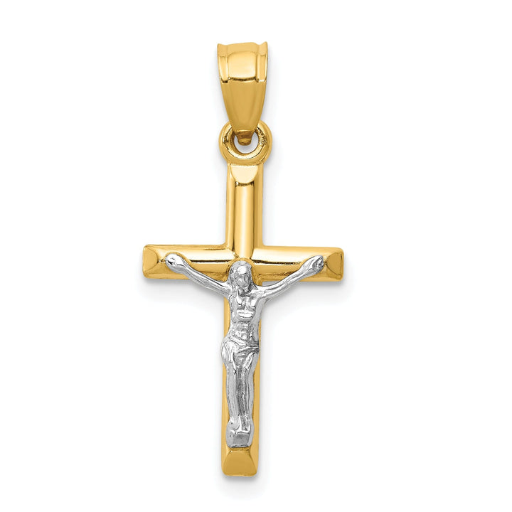 14k Two-tone Gold Hollow Crucifix Pendant