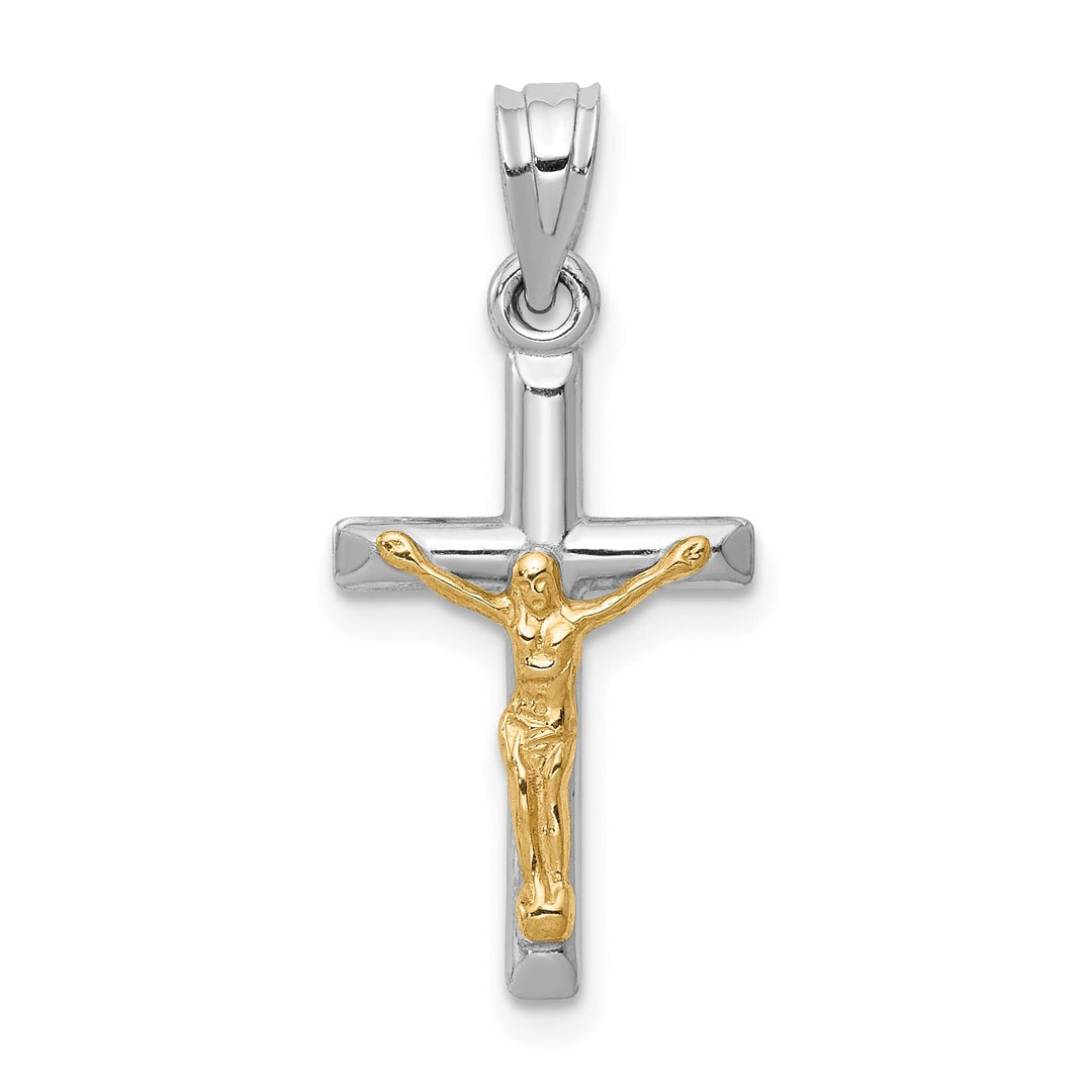 14k Two-tone Gold Hollow Crucifix Pendant
