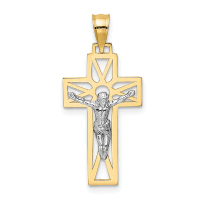 14k Two-tone Gold Crucifix Pendant at $ 98.31 only from Jewelryshopping.com