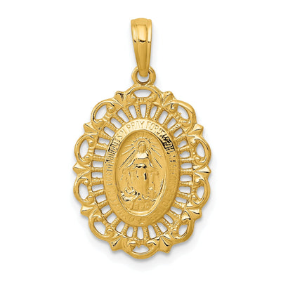 14k Yellow Gold Oval Miraculous Medal Pendant at $ 144.57 only from Jewelryshopping.com