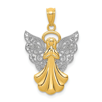 14k Two Tone Gold Filigree Angel Charm Pendant at $ 114.09 only from Jewelryshopping.com