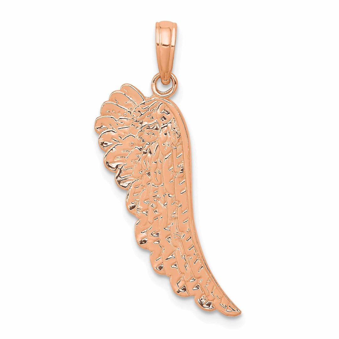 14K Rose Gold Polished Finish Solid Closed Back Angel Wing Pendant