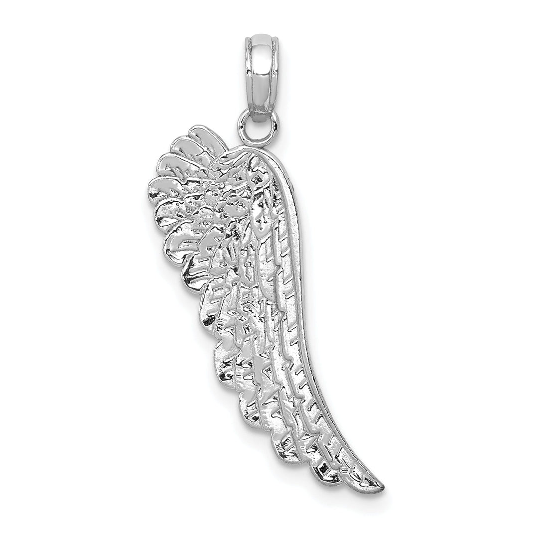 14K White Gold Polished Finish Solid Closed Back Angel Wing Pendant