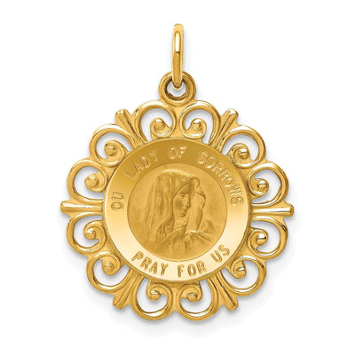 14k Yellow Gold Our Lady of Sorrows Medal at $ 221.68 only from Jewelryshopping.com