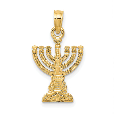 14K Yellow Gold Polished Textured Finish Solid Menorah Charm Pendant at $ 104.09 only from Jewelryshopping.com