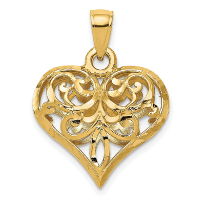 14k Yellow Gold D.C Fleur-de-lis Heart Pendant at $ 189.52 only from Jewelryshopping.com