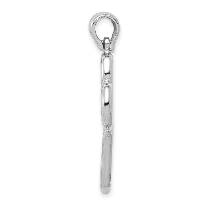 14K White Gold Polished Finish 3-Dimensional Solid Double Hanging Concave Hearts Design Charm Pendant