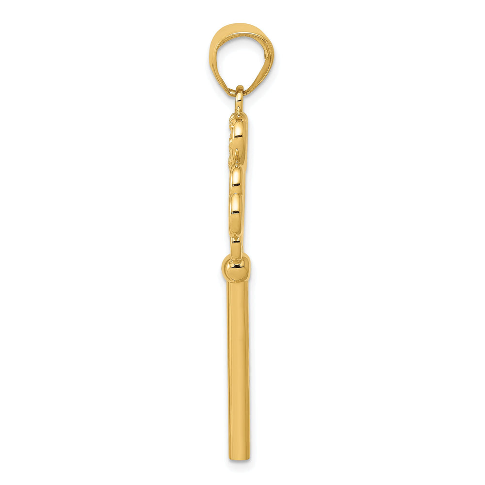 14K Yellow Gold 3-D Hearts KEY TO MY HEART Key Charm Pendant