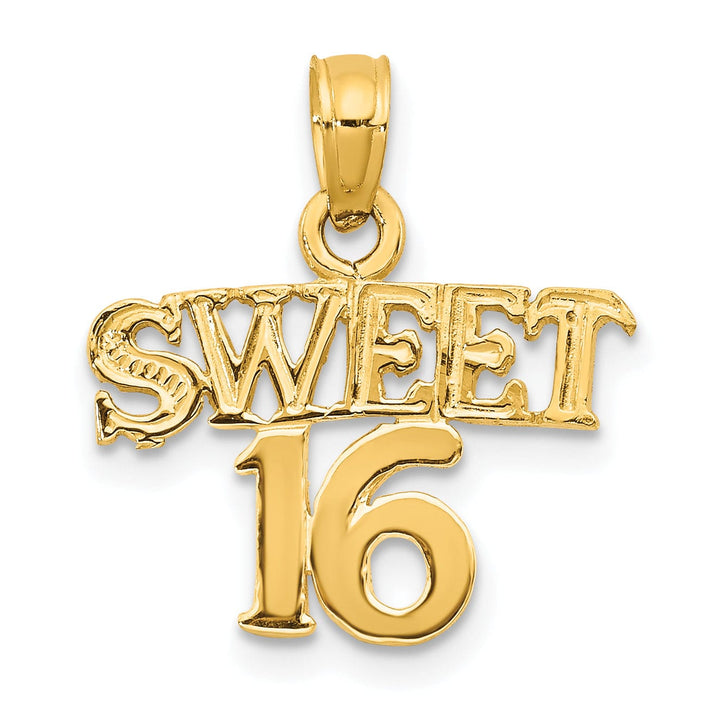 14k Yellow Gold Sweet 16 Charm Pendant