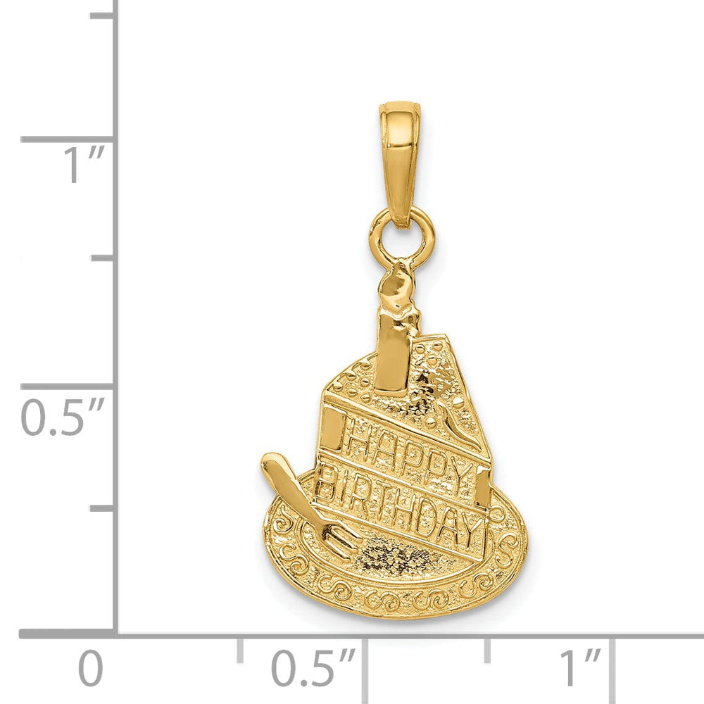 14k Yellow Gold Cake Candle Birthday Pendant