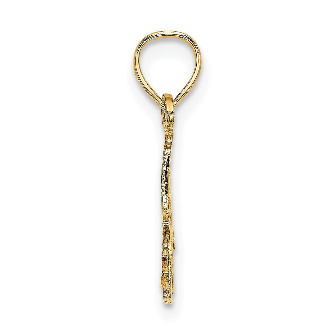 14k Yellow Gold Two Doves In Heart Pendant