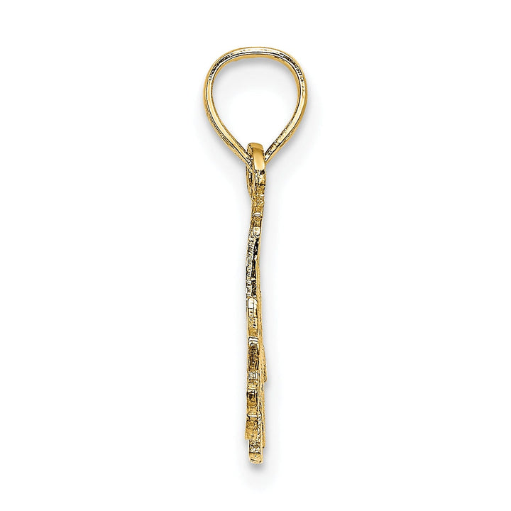 14k Yellow Gold Two Doves In Heart Pendant