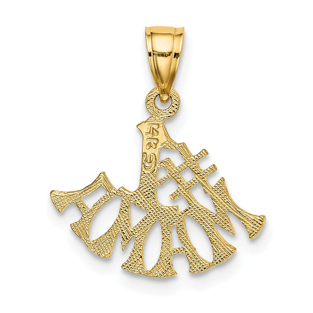 14k Yellow Gold Two Doves In Heart Pendant