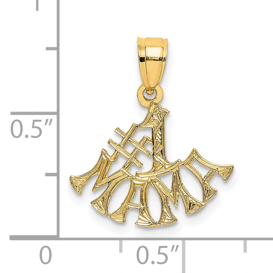 14k Yellow Gold Two Doves In Heart Pendant