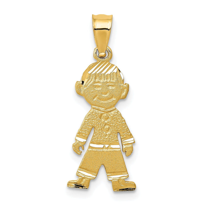 14k Yellow Gold Satin D.C Finish Boy Pendant