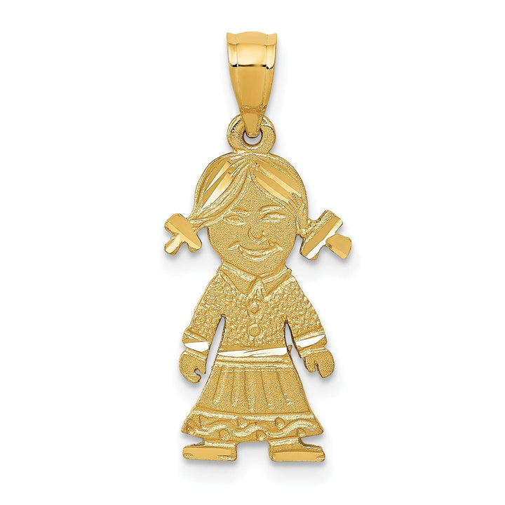 14k Yellow Gold Satin D.C Finish Girl Pendant