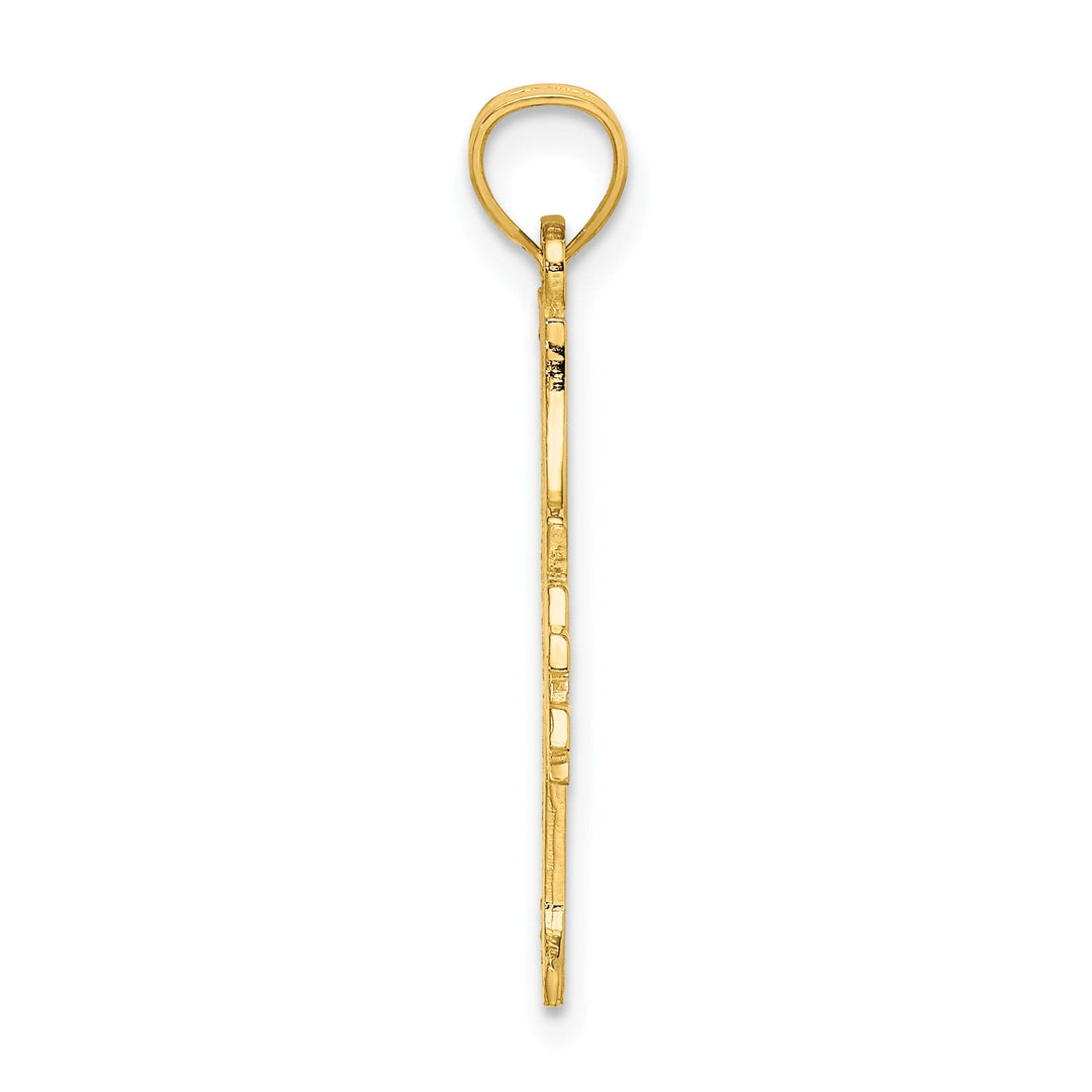 14K Yellow Rose Gold Concave Heart Lock Design with Key Charm Pendant
