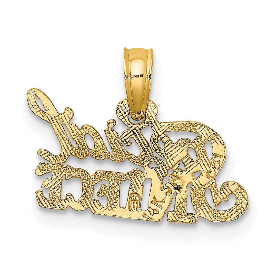 14K Yellow Gold Textured Polished Finish Flat Back in Script Design SPECIAL NIECE Charm Pendant