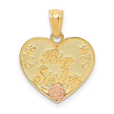 14k Two Tone Gold Big Sister Heart Pendant at $ 87.73 only from Jewelryshopping.com