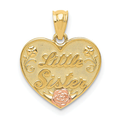 14k Two Tone Gold Little Sister Heart Pendant at $ 91.51 only from Jewelryshopping.com