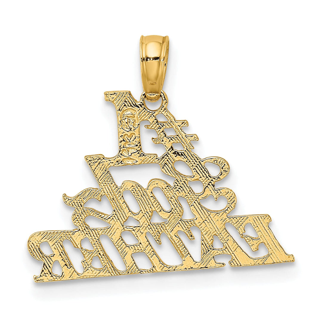 14k Yellow Gold Textured Finish Script #1 GODFATHER Charm Pendant