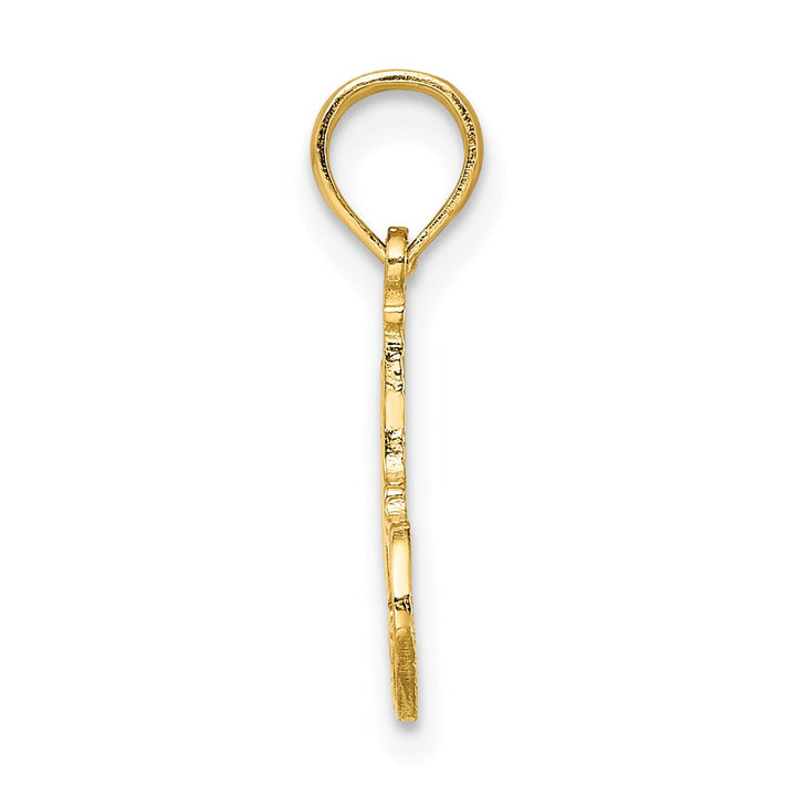 14K Yellow Gold Polished Textured Finish Flat Back Script #1 BROTHER Charm Pendant