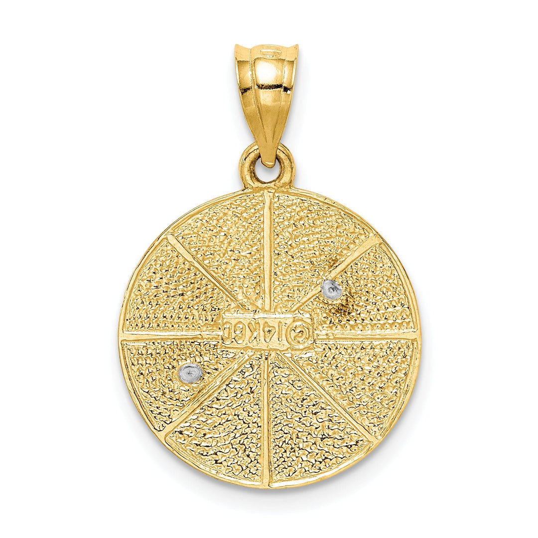 14k Yellow White Gold Satin Polished Finish Star of David Disc Pendant