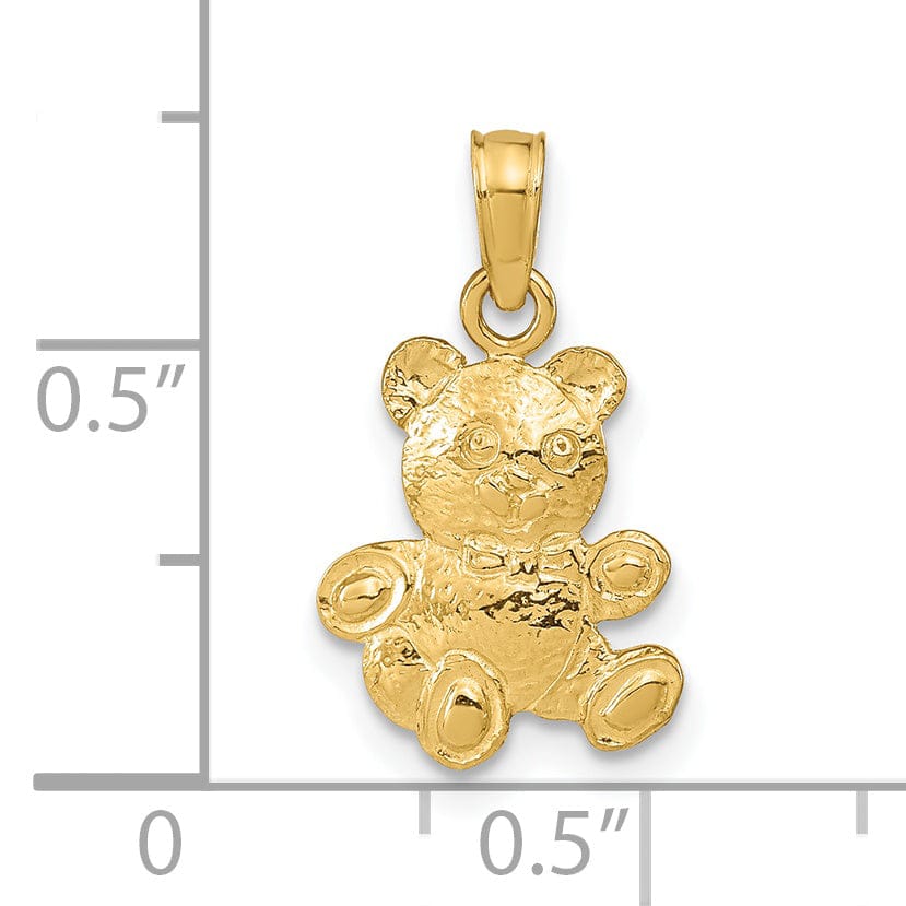 14k Yellow Gold Polished Teddy Bear Pendant