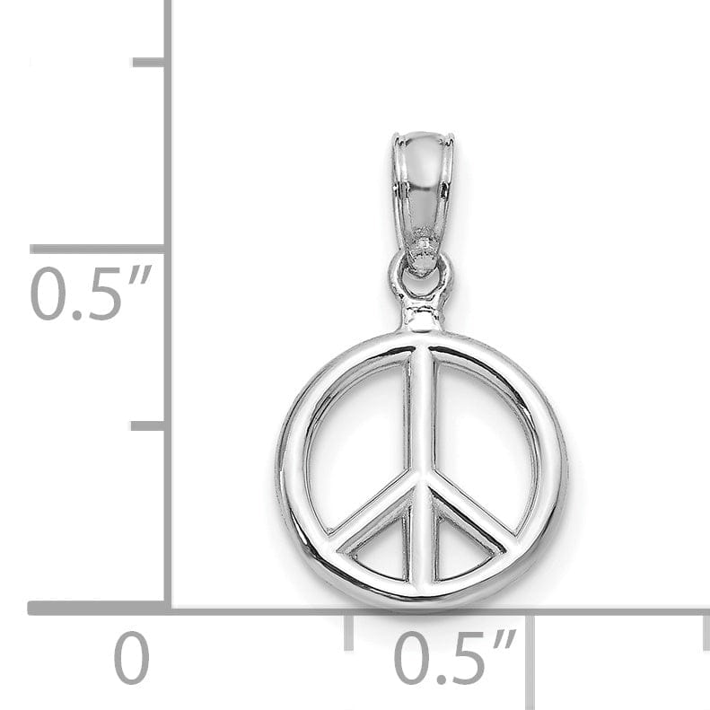14k White Gold 3-D Large Peace Symbol Pendant