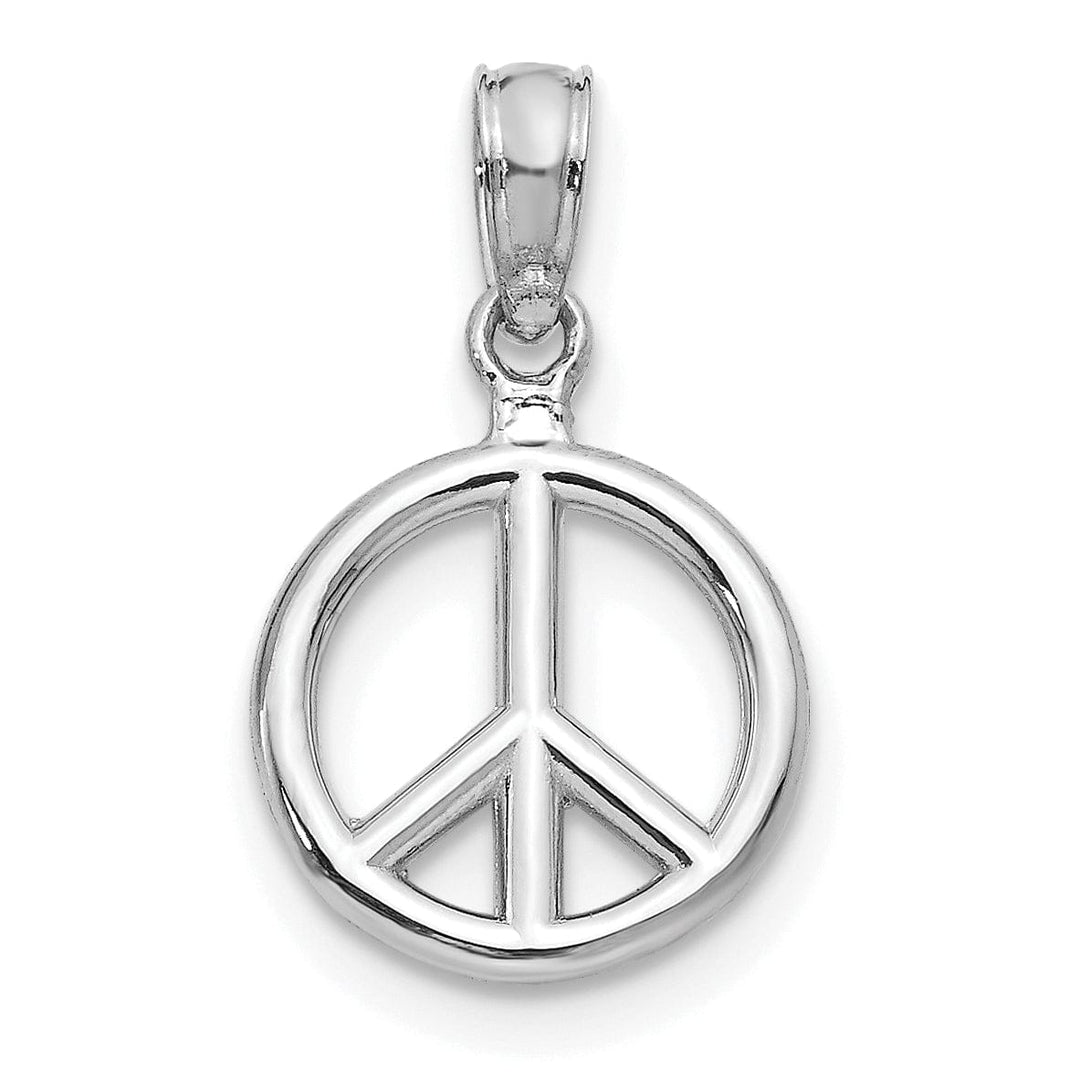 14k White Gold 3-D Large Peace Symbol Pendant