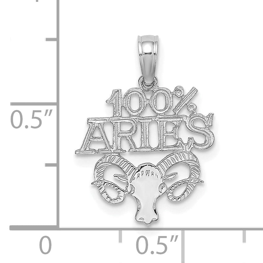 14K White Gold Polished Textured Finish 100% Zodiac ARIES Charm Pendant