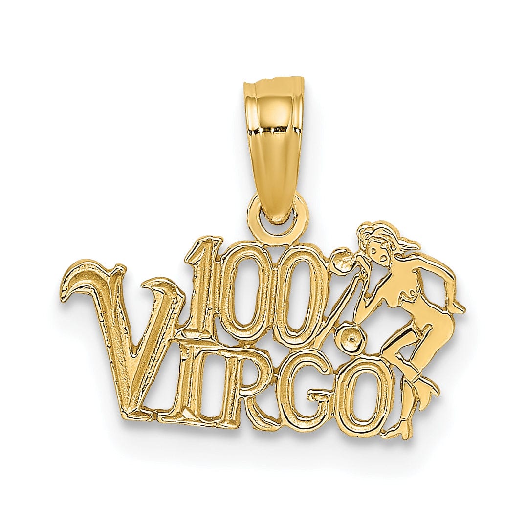 14K Yellow Gold Polished Textured Finish 100% Zodiac VIRGO Charm Pendant