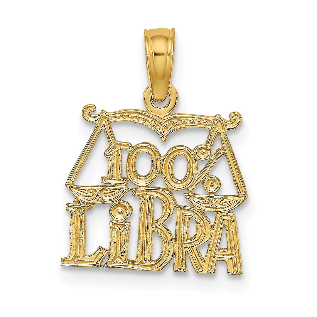 14K Yellow Gold Polished Textured Finish 100% Zodiac LIBRA Charm Pendant