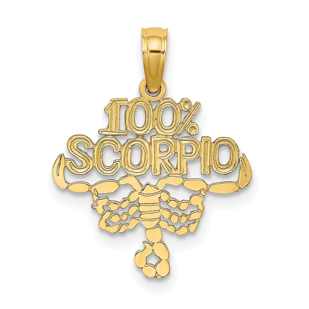 14K Yellow Gold Polished Textured Finish 100% Zodiac SCORPIO Charm Pendant
