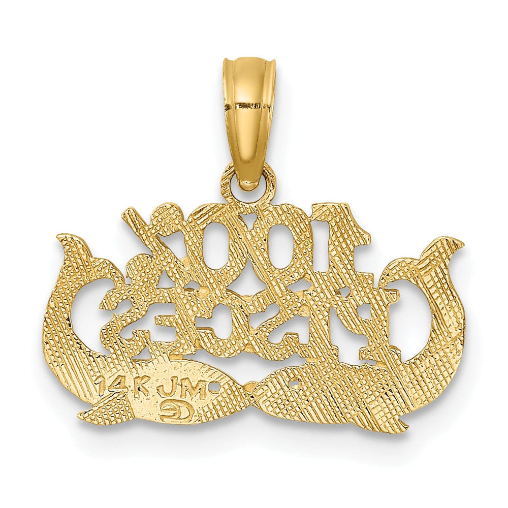 14K Yellow Gold Polished Textured Finish 100% Zodiac PISCES Charm Pendant