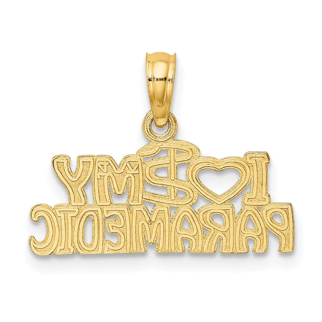 14K Yellow Gold Open Back Polished Finish I HEART MY PARAMEDIC Charm Pendant