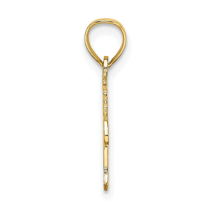14K Yellow Gold Polished Textured Finish HEART MY PILOT Charm Pendant