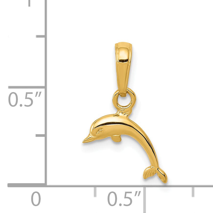 14k Yellow Gold Mini Dolphin Pendant