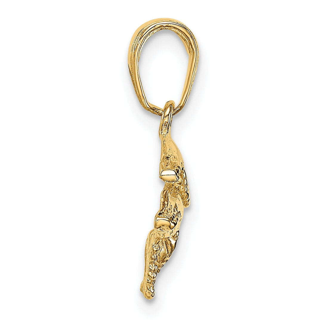 14K Yellow Gold Solid Mother and Baby Humpback Whale Design Charm Pendant