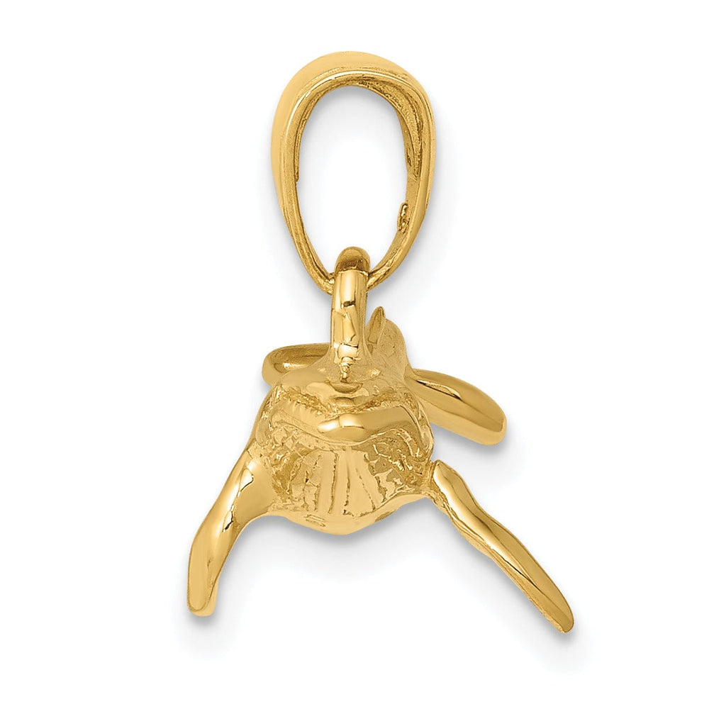 14K Yellow Gold Solid 3-Dimensional Humpback Whale Charm Pendant