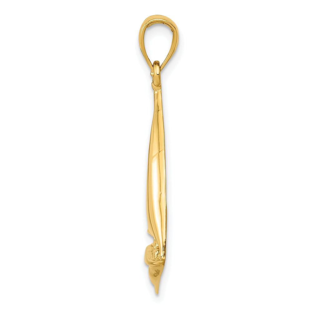 14k Yellow Gold 2-Dimensional Sailboat Pendant